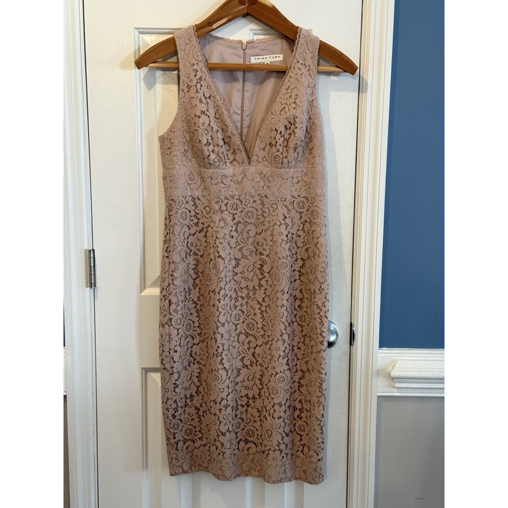 Trina Turk Light Pink Lacey Midi Dress 6 Romantic Feminine Party Formal Spring